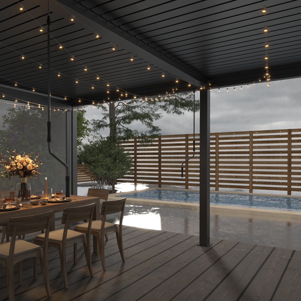 Pergola,Manual Outdoor Louvered Sun Shade Panel, Multi-Function Louvered Awning For Patio & Indoor Use_voghion.com
